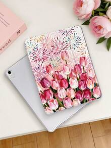 1个郁金香烟花图案彩绘平板电脑保护套，兼容iPad Mini4/Mini5/Mini6/Mini7/Air/Air2/9.7/10.2/10.5/Air4/Air5/10.9/Pro 11英寸/第十代/Air 11英寸(M2)-2024/Pro 11英寸(M4)-2024/Air 11英寸(M3) 2025/(A16) 11英寸第十一代 2025/Air 8(M4)2026(11英寸)型号，Galaxy Tab A8 10.5英寸 2022型号。不含触控笔，内置触控笔插槽，三折支架，TPU软边保护，防摔耐磨，磁吸式睡眠/唤醒功能，美观/创意/趣味/个性化/可爱折叠平板电脑保护套 - 彩色 - 查看 3