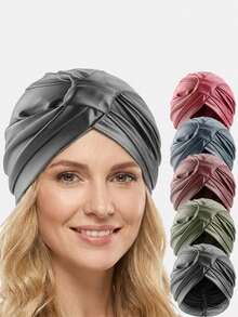 1pc Women's Retro Square Leather Headscarf, Suitable For Daily Use - Blue Gray - View 5