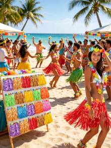 Bộ 5/10 váy cỏ Hawaii, váy cỏ nhiệt đới Hawaii, váy cỏ Hawaii kiểu đầm, váy đi biển mùa hè, quà tặng tiệc Hawaii, trang trí tiệc, váy cỏ, biểu diễn múa váy cỏ, kèm vòng hoa, váy cỏ, đồ dùng tiệc Hawaii, tiệc bãi biển nhiệt đới. - nhiều màu - Xem 2