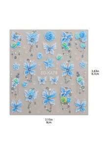 QIANJIKU 2片装5D立体油画效果美甲贴纸 - 复古郁金香雏菊3D美甲贴纸；复古清新薰衣草雏菊紫罗兰3D美甲贴纸；法式乡村艺术美甲贴纸 - 适合春夏、野餐、婚礼、艺术展览等场合DIY美甲设计套装 - 彩色 - 查看 8