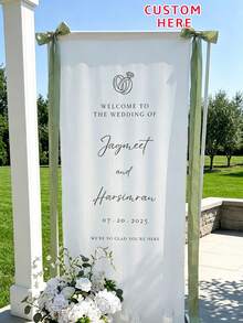 1pc Personalized First Communion Banner, Linen Fabric With Name And Date, Customized For Boys/Girls Party Decor, Church Ceremony And Photo Booth Backdrop - White - View 5