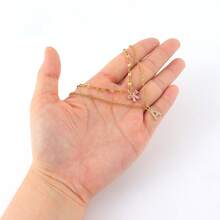 2pcs Minimalist Butterfly & Letter Pendant Necklace, Stainless Steel Lip Chain For Women - Gold Micro-inlay - View 3