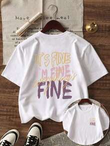 Women's T-Shirts 100% Cotton 2026 New Summer Collection, Minimalist Women's T-Shirt With "FINE" Print, Round Neck, Short Sleeve, Dark Gray, Versatile And Fashionable, Suitable For Women's Spring Casual Wear, Pink Hen Party - White - View 4