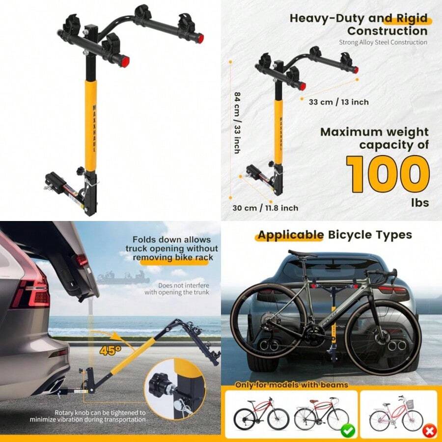 MAXXHAUL 50025 - Soporte para 2 Bicicletas montado en Enganche Capacidad de 45 kg - Negro - Ver 1
