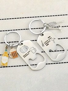 1个不锈钢啤酒瓶起子钥匙扣，个性化礼物，送给男友/父亲，学校汽车配件，可爱哥特风Y2K万圣节配件，教师节包包配件，带证件夹的挂绳，汽车配件，包包挂饰，送给母亲、父亲、毕业生和老师的礼物 - 彩色 - 查看 3