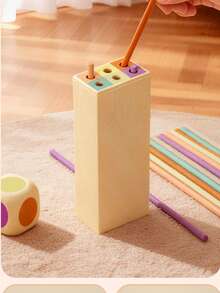 Wooden Parent-Child Interactive Board Game! 3-In-1 Stick Pulling Game, Dice Rolling Color Recognition, Exercises Focus And Balance, One Toy Multiple Ways To Play, Essential For Parent-Child Time, Enhances Cognition And Thinking Puzzle Toy Set - 抽棍遊戲 - 查看 5