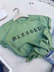Camiseta Feminina, T-shirt, Lisa, Social, Casual,Blusinh Algodão, Camiseta Tshirt Baby Look, Cropped - Verde - Visão 2