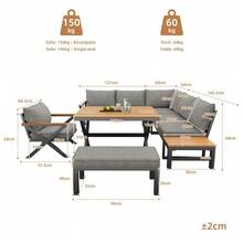 Modular Outdoor Seating Set With Modern Design - Grey - View 7