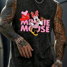 Disney Men's Short Sleeved T-Shirt Retro Style Men's T-Shirt Minnie Mouse Cartoon Print Summer Casual Wear Suitable For Couples Gifts - màu đen - Xem 13