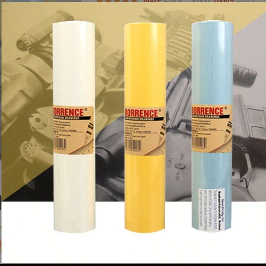 Cuộn giấy can siêu trong suốt 46 x 30 cm (màu trắng, vàng và xanh dương) dùng để phác thảo và vẽ. - 1 Set - Xem 1