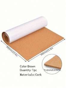 1 Roll Self-Adhesive Cork Board Sticker, Suitable For Walls, 1-2mm Thick Decorative Hanging Pinboard, Home/School Message Board & Vision Board - Brown - View 7