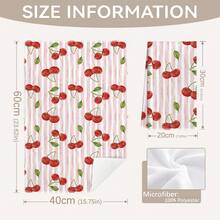 2件裝水彩粉色條紋紅櫻桃蝴蝶結插圖「Sweet Home」文字印花圖案廚房毛巾、洗碗巾、手巾、抹布、家居裝飾、廚房裝飾、手巾、廚房配件、可機洗、清潔用品，適用於餐廳、廚房、浴室、家居裝飾和禮物，四季皆宜 - 彩色 - 查看 3
