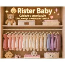 Kit 40 Cabides Infantil Bebê Veludo Não Escorrega Rister Baby - Bege - Visão 8