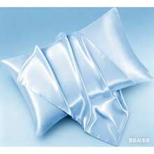 Light Blue Satin Pillowcase Standard Set Of 2 With Envelope Closure,Light Blue Silk Pillowcase For Hair And Skin (20x26) - Light Blue - View 1