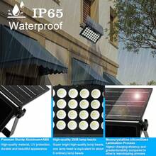 150W Reflector Solar Exterior Luz Solar Exterior Lamparas Solares Externas Jardin Atardecer al Amanecer Luz Blanca Fría de 6500K para porches Patios Jardines Garajes y Jardines - NEGRO - Ver 6