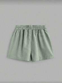 2 piezas Conjunto de top oversize de manga corta con estampado de limoncello y short a rayas para mujer- Traje de verano de dos piezas para mujer para vacaciones en la playa - Beis - Ver 4