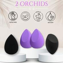 2 Orchids Makeup Sponge - 4  Sponge Set For Women &Amp; Teens, Sponge Makeup Applicator, Foundation Sponge For Liquid, Makeup Sponges For Blending, Soft Beauty Sponge Set - trắng - Xem 2
