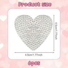 6 Pcs Heart Shape Rhinestone Stickers Self Adhesive Bling Sparkle Stickers Crystal Diamond Car Decals For Car Interior Exterior Laptops Cup DIY Decoration - Silver - View 8