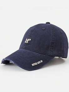 1 pieza Gorra de béisbol versátil y de alta calidad para mujer, con bordado de letra lateral, protección solar de moda, estilo callejero casual y vintage, ala curva, adecuada para vacaciones, playa, ciclismo, días festivos, viajes - A - Ver 3