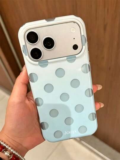 1pc Cute Hollow Transparent Polka Dot Phone Case Suitable For IPhone 17 Pro Max, 17 Pro, 17, 16 Pro Max, 16 Pro, 16, 15 Pro Max, 15 Pro, 14 Pro Max, 14 Pro, 13, Candy Color Gradient Protective Back Cover