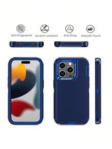 Military Grade Shockproof Rugged Heavy Duty Basic Shockproof, Anti-Scratch, Full-Body Protective Phone Case, Durable 3-In-1 Protective Cover Compatible With Iphone, Galaxy, HONOR And Other Smartphones Gift - Màu xanh nước biển và trắng - Xem 10