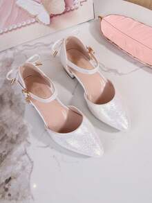 1 Pair Cute Bowknot Decor PU Sole Non-Slip Wear-Resistant Girls Party Shoes, Multiple Colors Suitable For Summer - White - View 1