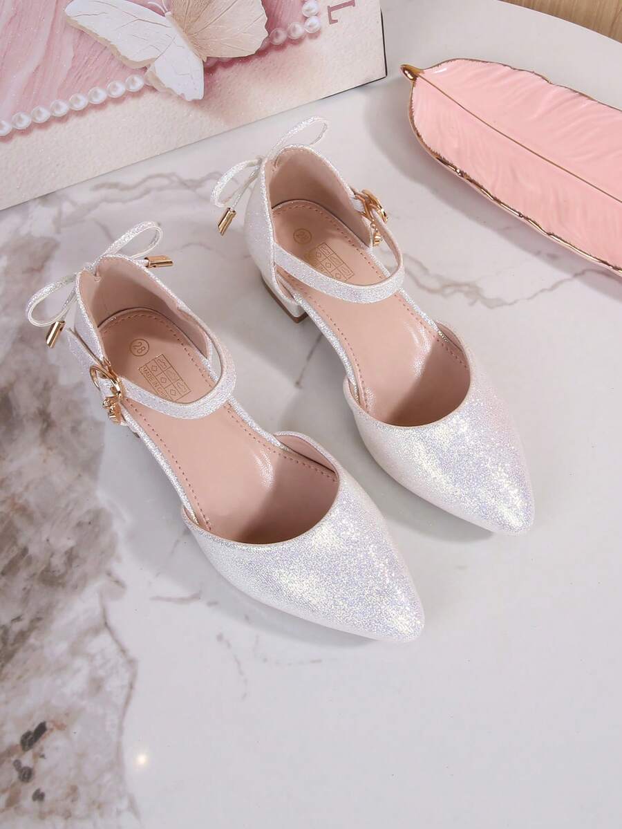 1 Pair Cute Bowknot Decor PU Sole Non-Slip Wear-Resistant Girls Party Shoes, Multiple Colors Suitable For Summer - White - View 1