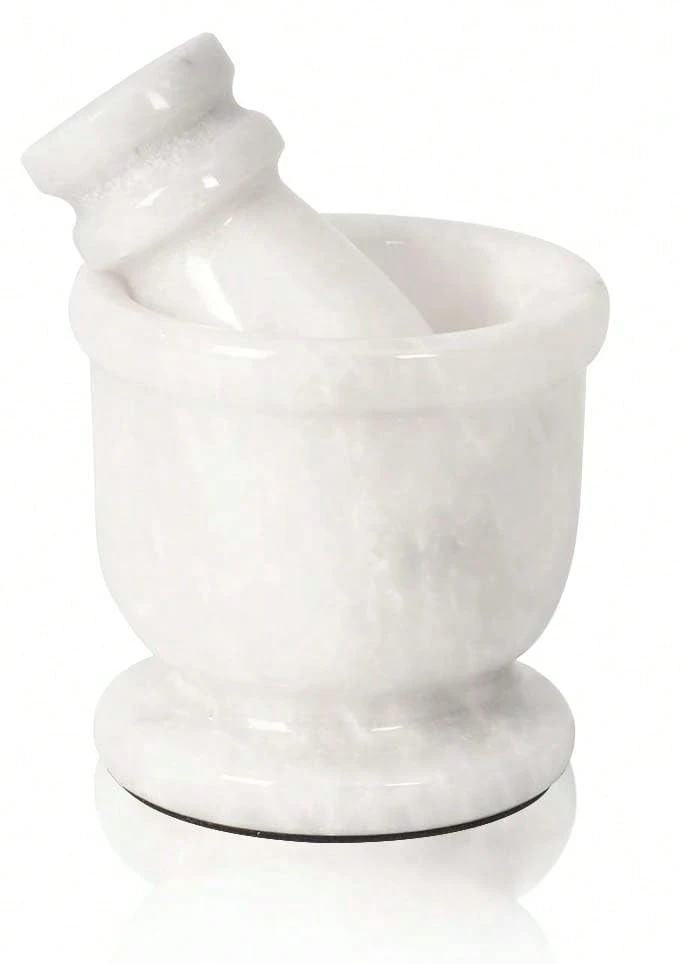 Radicaln Marble Mortar And Pestle Set White 2.5" Inches Handmade Hand Grinder For Kitchen, Ideal Small Mortar &Amp; Pestle Set For Spice Grinder &Amp; Garlic Crusher - ColorE - View 1
