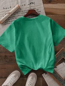Y2K style,Fashionable styel,2026 newest,cute style,Causal style.Camiseta de mujer de manga corta, cuello redondo, casual de verano180g(S-XXXL) - Verde - Ver 2