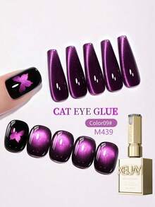 XEIJAYI 1 Botella de 15ml de esmalte de uñas de gel UV con efecto de ojo de gato morado, removible y magnético, apto para salones de uñas y manualidades en casa - Morado Violeta - Ver 2