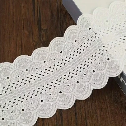 Ren cotton rộng 1/5 inch (9cm) với họa tiết thêu rỗng, ren chỉ cotton, phụ kiện may mặc DIY, thích hợp cho việc tự làm quần áo, trang trí nhà cửa, gói quà, may vá thủ công và may vá cho người mới bắt đầu.