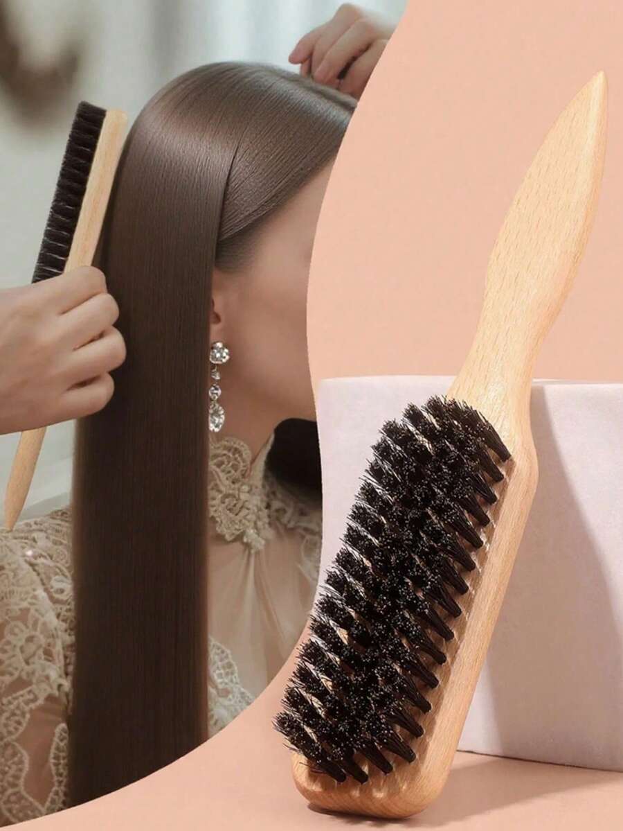 1把男女通用顺滑梳，可作胡须刷、防毛躁梳、蓬松木柄梳、解结梳、发际线定型梳、光滑马尾梳 - 配有宽锥形尾梳和解结梳，方便分缝、造型、打理和抚平头发，打造柔顺无毛躁发型，男女皆宜，推荐作为圣诞礼物