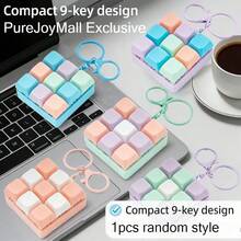 Llavero de teclado mecánico mini, accesorio de escritura portátil, perfecto para viajes y uso de oficina. Este llavero (equipado con teclas de colores y cadena - 9 cuadrículas - Ver 7