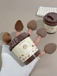 5pcs Mini Coffee Cup Makeup Sponges, Mini Thumb Makeup Sponges, Suitable For Foundation, Concealer, Blush, Powder, Portable & Convenient, Perfect Makeup Tools - Multicolor - View 3