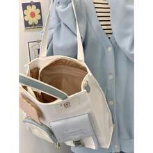 Cute Toast-Shaped Tote Bag For Women, Spacious Everyday Bag Ideal For Studying And Commuting, Adorable Shoulder Bag With A Unique Shape, Practical Handbag And Fashionable Shoulder Bag, Soft Appearance, Large Storage Space, Versatile In Combination, Charming Girly Design, Comfortable For Daily Use. - Light Blue (with a Diagonal Strap) - View 2