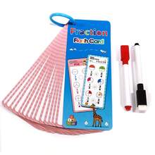 15pcs Colorful Math Game Cards, Children's Diary, Journal And Notebook, Dry Erase Fraction Line Cards Practice Cards With 2 Pens, Fraction Cards, Reusable, Flashcards For Math Fraction Learning, Boys Girls Education, Ideal For Homeschooling. Perfect For Learning Math, Teacher Supplies, Homeschool, Children Learning Gift, Holiday Gift, Christmas Stocking Stuffer - Multicolor - View 1