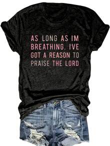 As A Woman, While I Live, I Have Reasons To Praise The GodPatterned T-Shirt, A Casual Style Gift For Women, Friends, And Family. - Black - View 1