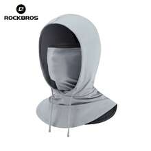 ROCKBROS 1pc Summer Cooling Headwear, Integrated Hat And Mask Design, Breathable Soft Unisex Sun Protection Cap, Suitable For Cycling, Fishing, Hiking, Commuting, Practical Outdoor Travel Accessory - Light Grey - View 12