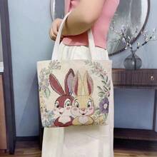 1pc Handheld Pouch, Double-Sided Embroidered Phone Bag, Convenient Handbag For Work & Outings - Rabbit Pattern Tote Bag - View 7