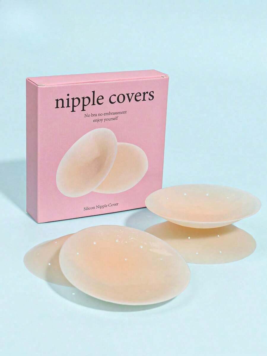 Women's Solid Box Breathable Nipple Covers, Invisible Seamless Pasties, Waterproof Sweatproof Non-Slip Adhesive Bra, Backless Bra Stickers, Reusable Washable Bra Accessories Suitable For Wedding Dress, Sleepwear, Workwear, Swimwear, Dresses, Bikini, Backless Outfits, Sports Bras - 多色的 - 查看 1