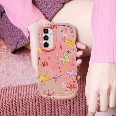 1 chiếc ốp lưng điện thoại hình ngôi sao năm cánh chuyển sắc cầu vồng dễ thương, nhiều màu sắc, bán trong suốt, cá tính, sáng tạo, thời trang, phong cách Châu Âu và Mỹ, màu da, màu kem tươi, chống sốc, hình sóng, [Phiên bản quốc tế, không phải phiên bản nội địa] Tương thích với Android/Galaxy/A/S/FE/Plus/Ultra/Pro/Note/Poco/X/Hot/Play/Spark/Pop/Smart/Reno/Honor/E/G/