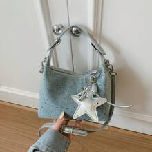 Sac à bandoulière polyvalent en matériau durable, sac confortable avec des détails distinctifs et un look frais. - Argent avec pendentif - Voir 11