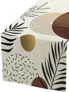 1 Mid-Century Abstract Brown Table Runner, Featuring Bohemian Tropical Leaves, Geometric Arches, Minimalist Modern Dining Table Decor, Suitable For Farmhouse, Home Kitchen, 33x183cm - Multicolor - View 12