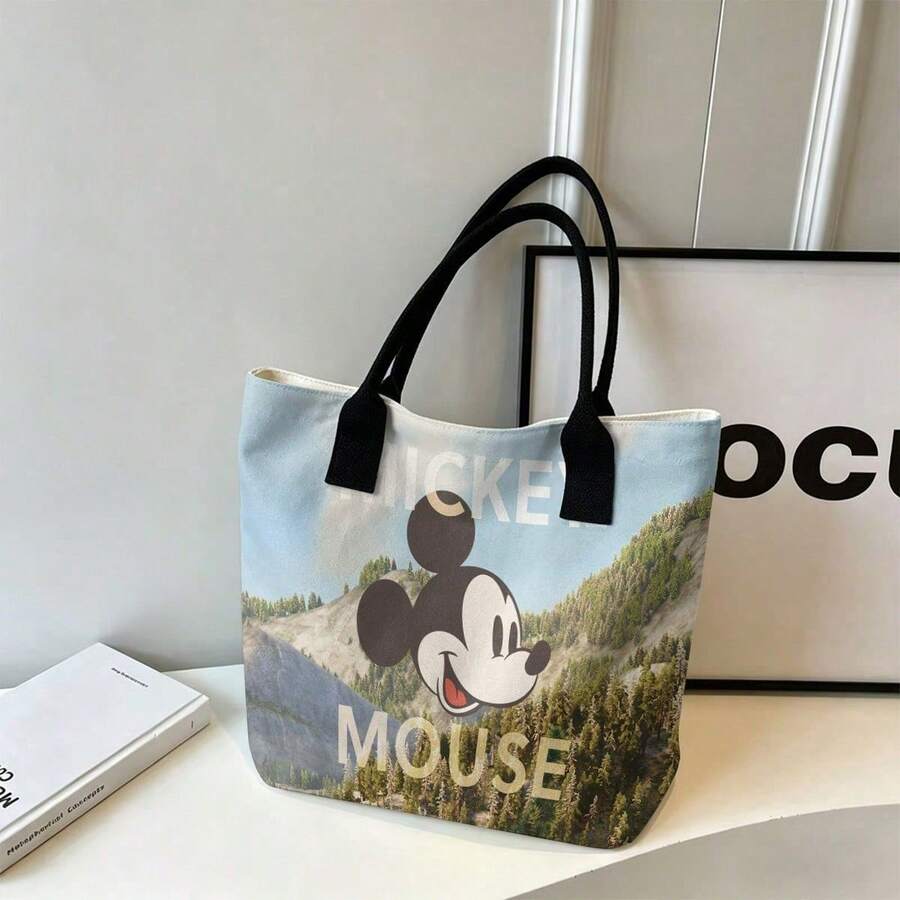 Túi tote Disney Mickey Mouse, túi đeo vai bằng vải canvas dung tích lớn, túi xách tay thông thường dùng cho công sở, trường học, mua sắm, du lịch, sử dụng hàng ngày và trang trí nhà cửa. - màu đen - Xem 1