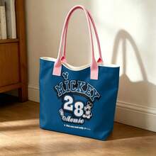Túi tote Disney Mickey Mouse, túi đeo vai bằng vải canvas dung tích lớn, túi xách tay thông thường dùng cho công sở, trường học, mua sắm, du lịch, sử dụng hàng ngày và trang trí nhà cửa. - trắng - Xem 2