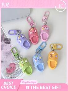 1/6/10/20pcs Colorful Mini Clog Shaped Keychain, Creative Resin Colorful Mini Clogs Shoes Pendant Key Ring Set, Suitable For Women And Men Bags Backpacks Gifts - Multicolor - View 2