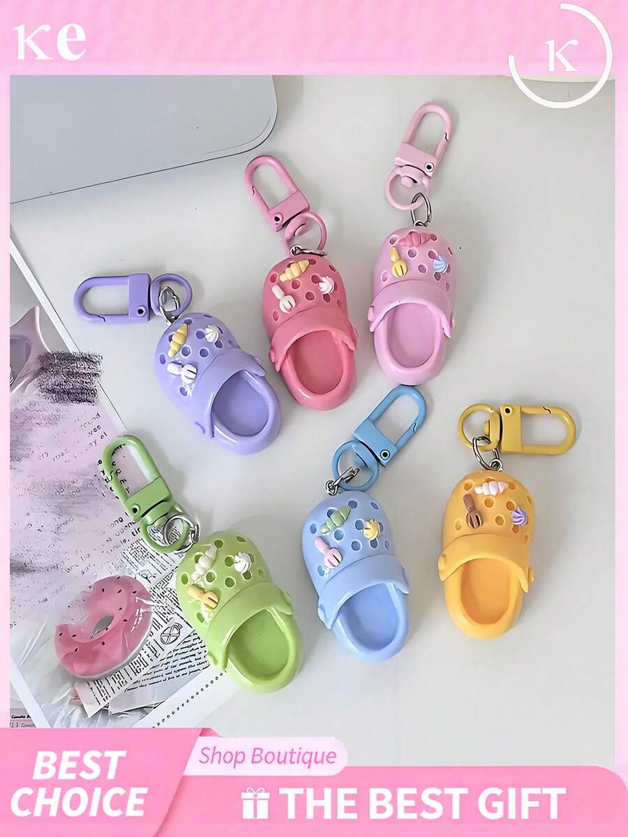 1/6/10/20pcs Colorful Mini Clog Shaped Keychain, Creative Resin Colorful Mini Clogs Shoes Pendant Key Ring Set, Suitable For Women And Men Bags Backpacks Gifts
