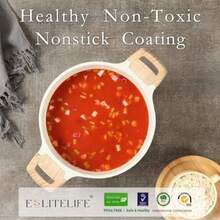 ESLITE LIFE - Olla antiadherente con tapa, cazuela de granito de 7 cuartos de galón, olla grande para sopa, olla de cocina para pasta, compatible con inducción,  y PFOA, color blanco - Ver 4