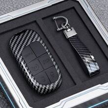 Vỏ bọc chìa khóa xe hơi bằng sợi carbon ABS phù hợp với các dòng xe Dodge Ram, Journey, Durango, Grand Cherokee và Chrysler. - 2 chìa khóa - Xem 1