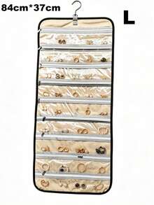 1pc Hanging Jewelry Storage Box, Necklace Holder -Free Earring Organizer With 20 Jewelry Pouches, Pocket Design For Wardrobe, Wall, Door Mounting, Large/Small Size, Black Color, Suitable For Women, Summer Travel, Back To School, Halloween Gift - Multicolor - View 14